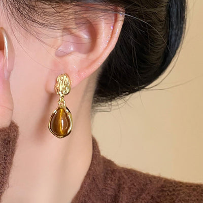 Amber Tiger's Eye Earrings