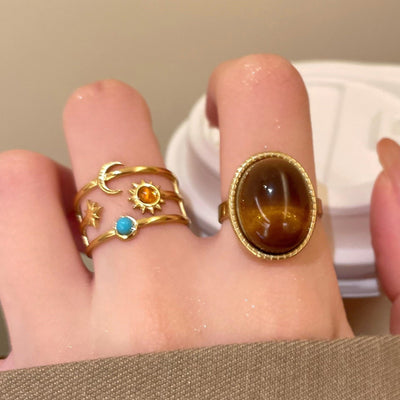 Vintage 18K Gold Tiger Eye Ring