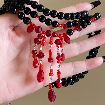 Gothic pearl crystal necklace