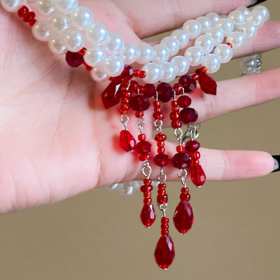 Gothic pearl crystal necklace