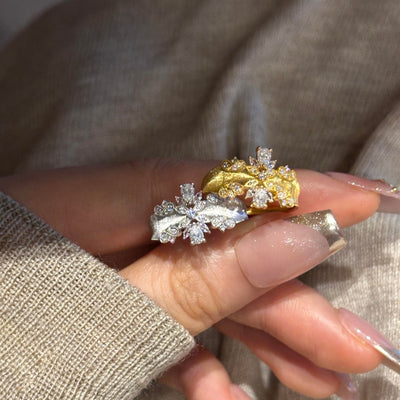 Diamond Bloom Two-Tone Rings
