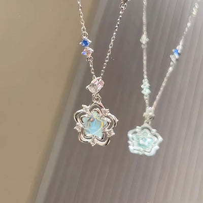 Celestial Moonstone Flower Necklace