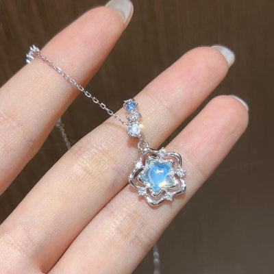 Celestial Moonstone Flower Necklace