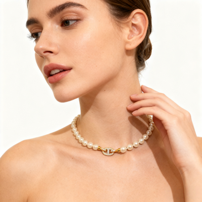 18K Gold Diamond & Pearl Necklace