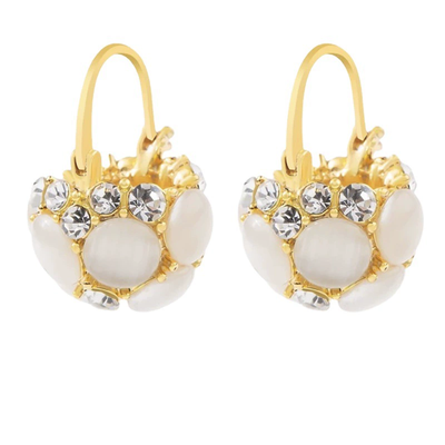 Natural cat's eye stone ball earrings