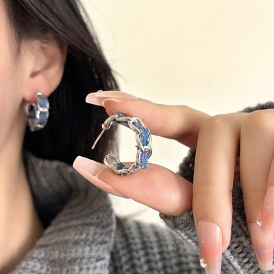 Bear denim necklace or denim braided earrings