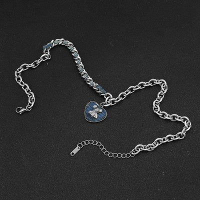 Bear denim necklace or denim braided earrings