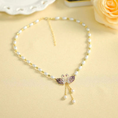 Swan natural freshwater pearl necklace