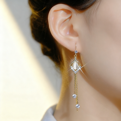 Cat’s Eye Tassel Earrings