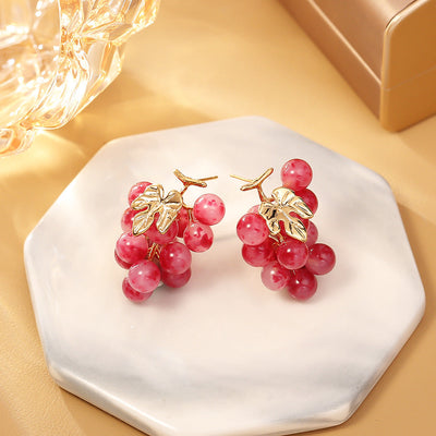 Gradual Natural Crystal Grape String Earrings