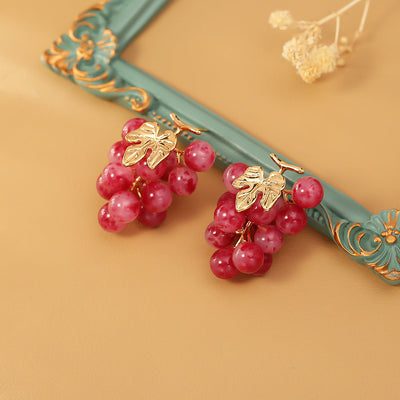 Gradual Natural Crystal Grape String Earrings