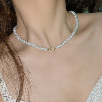Round Bead Crystal Natural Freshwater Pearl Bracelet