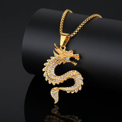 Diamond Full Dragon Pendant Necklace