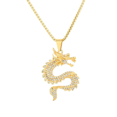 Diamond Full Dragon Pendant Necklace