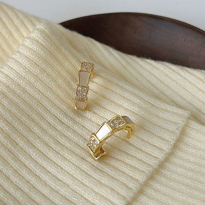 Snake bone natural malachite earrings