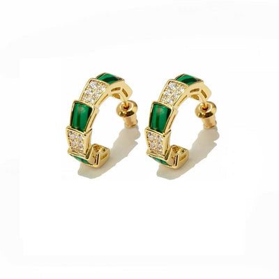 Snake bone natural malachite earrings