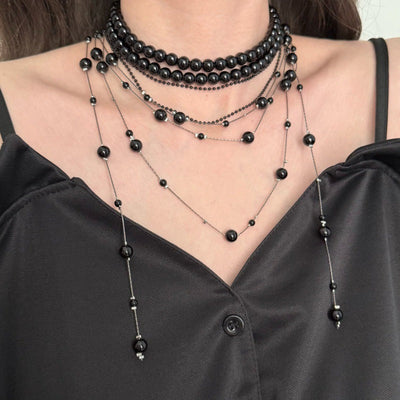 Multi-layered natural freshwater pearl tassel necklace