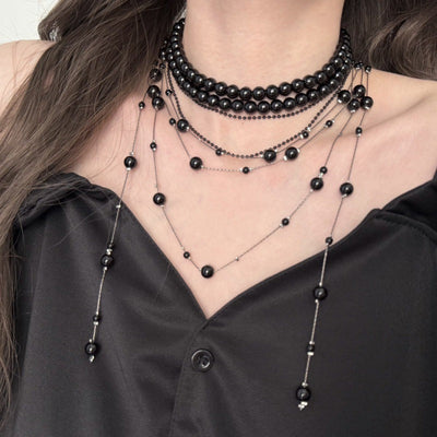 Multi-layered natural freshwater pearl tassel necklace