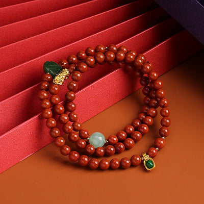 PiYao • Natural Red Agate Rosary Bracelet