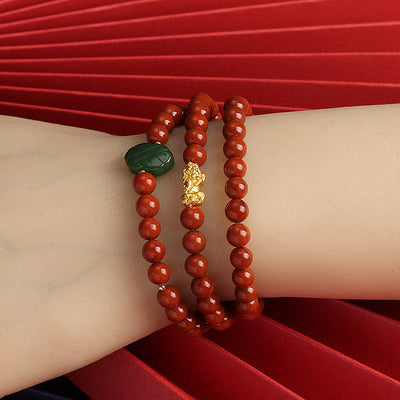 PiYao • Natural Red Agate Rosary Bracelet
