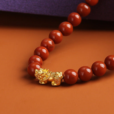 PiYao • Natural Red Agate Rosary Bracelet