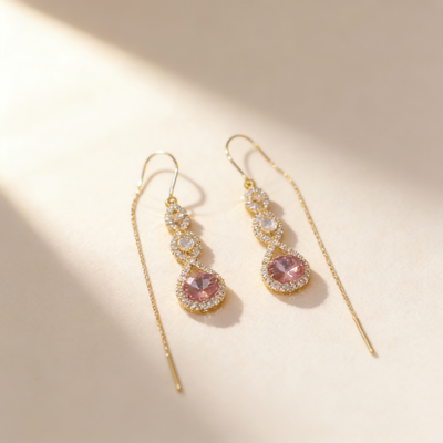 Amethyst Tassel Threader Earrings
