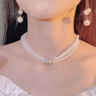 Multi-layered natural freshwater pearl necklace