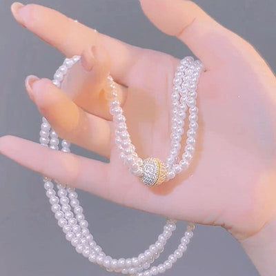 Multi-layered natural freshwater pearl necklace