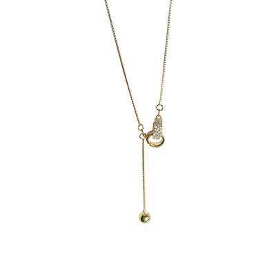 Double ring natural bright stone necklace