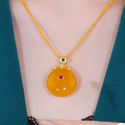 Circle Lucky Natural Agate Necklace