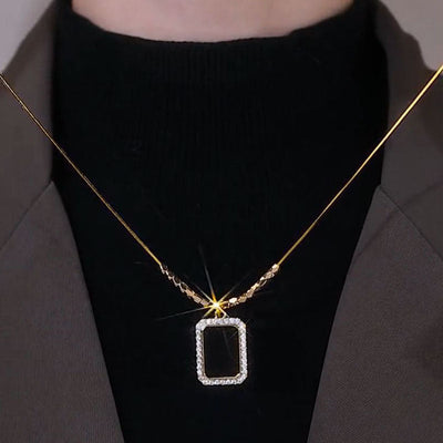 Black small square necklace