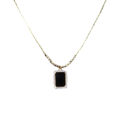Black small square necklace