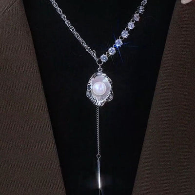 Silver shell natural freshwater pearl necklace