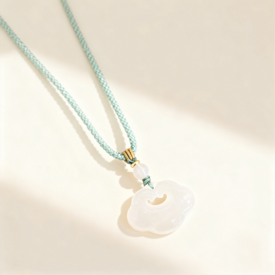 Cloud White Jade Pendant Necklace