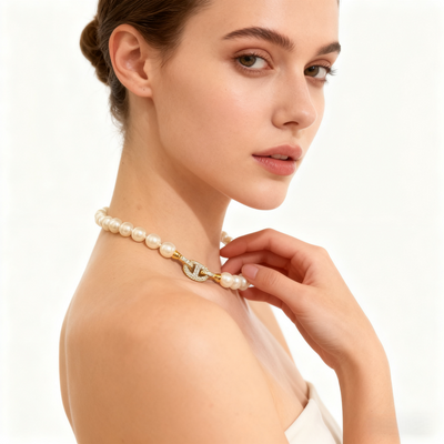 18K Gold Diamond & Pearl Necklace