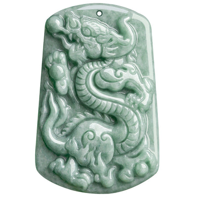 Dragon Roars the World Natural Emerald Jade Stone Necklace