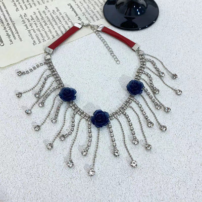 Red beaded tassel necklace