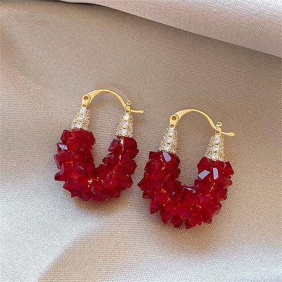 U-shaped natural crystal earrings