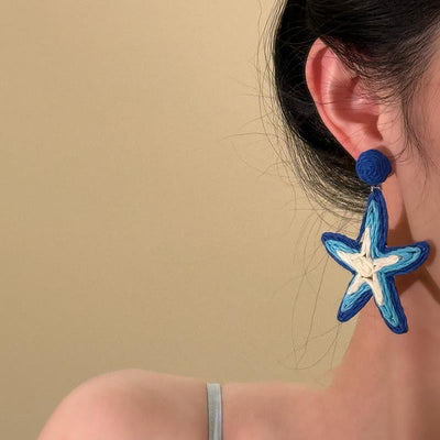 Hand-woven starfish earrings
