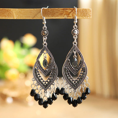 925 Silver Crystal Tassel Earrings