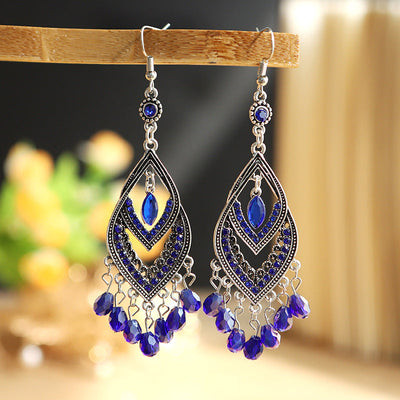 925 Silver Crystal Tassel Earrings