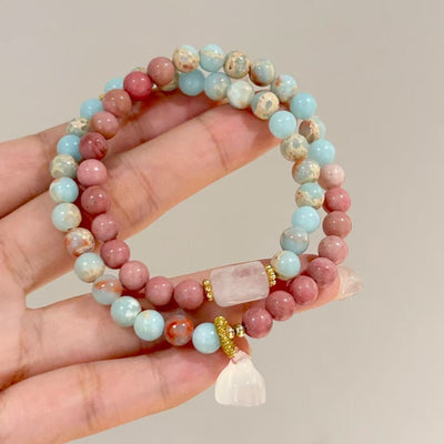 Pink Blue Stone Ballad • Longevity Stone Bracelet