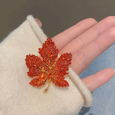 Maple Leaf Natural Crystal Brooch