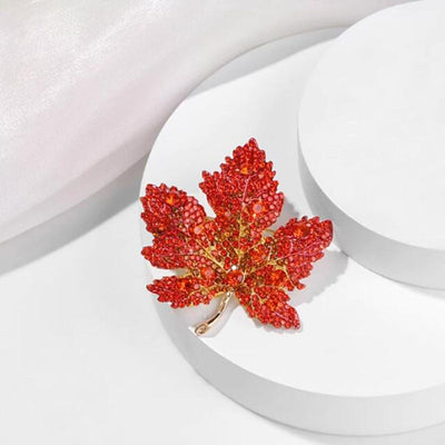 Maple Leaf Natural Crystal Brooch