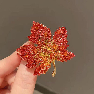 Maple Leaf Natural Crystal Brooch