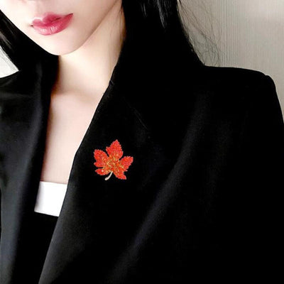 Maple Leaf Natural Crystal Brooch