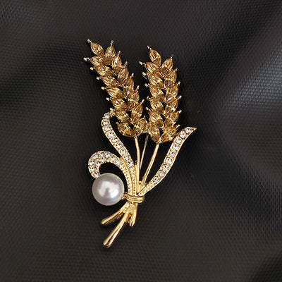 Pearl Wheat Ear Natural Crystal Brooch