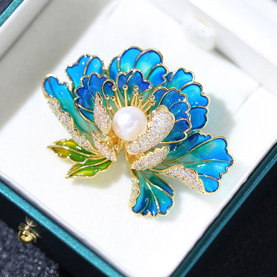 Peony Natural Freshwater Pearl Brooch