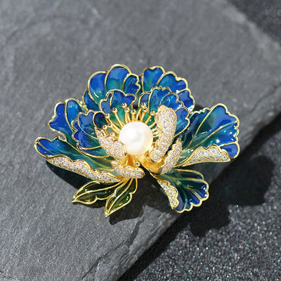 Peony Natural Freshwater Pearl Brooch