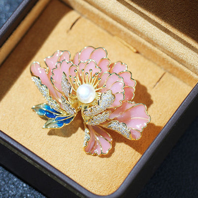 Peony Natural Freshwater Pearl Brooch